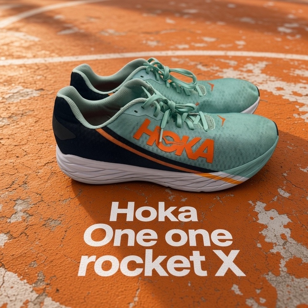 Hoka One One Rocket X Teal Navy Running Shoes 1113532 EBBC Mens 14 Womens 15